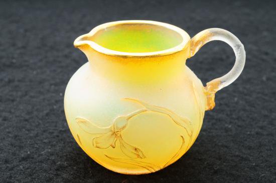 ０６１　ドーム兄弟　睡蓮の花の水差し 希少な黄色 検 ガレ