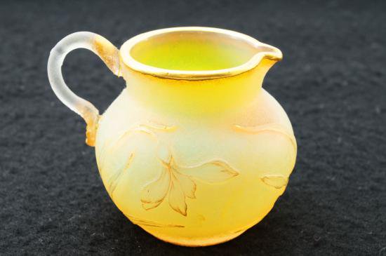０６１　ドーム兄弟　睡蓮の花の水差し 希少な黄色 検 ガレ