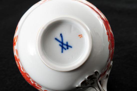 １１８　マイセン meissen インドの華リッチ　オレンジ　カップ＆ソーサー　１級品