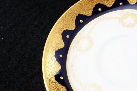 ミントン　金彩コバルト　アラベスク文　デミタスカップ＆ソーサー