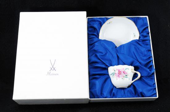 １１９　マイセン meissen ピンクの花　カップ&ソーサー １級品