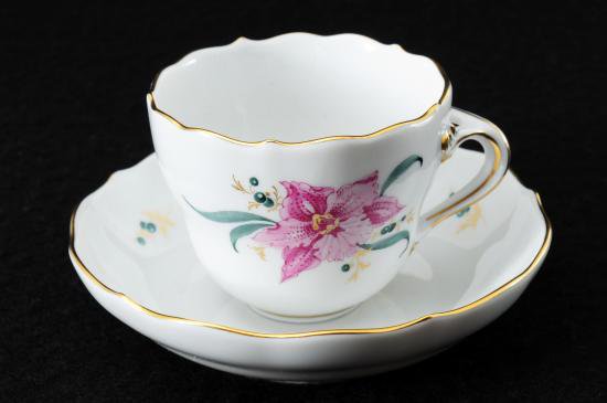１１９　マイセン meissen ピンクの花　カップ&ソーサー １級品