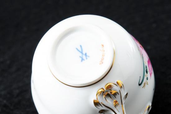 １１９　マイセン meissen ピンクの花　カップ&ソーサー １級品