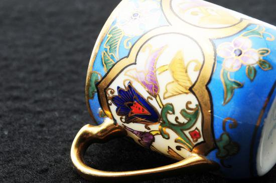 ０１７　オールドノリタケ 金彩ラスター彩 花図紋 カップ＆ソーサー