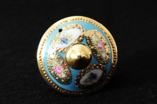 ０１９　オールド ノリタケ 金彩ジュエル花柄コーヒーポット ブルー