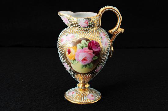 ０２１　オールド ノリタケ 金彩ジュエル花柄　水差し