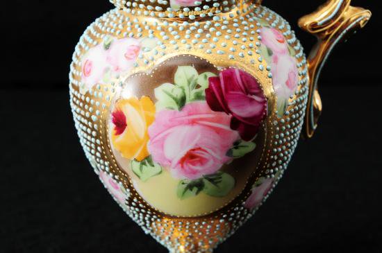 ０２１　オールド ノリタケ 金彩ジュエル花柄　水差し
