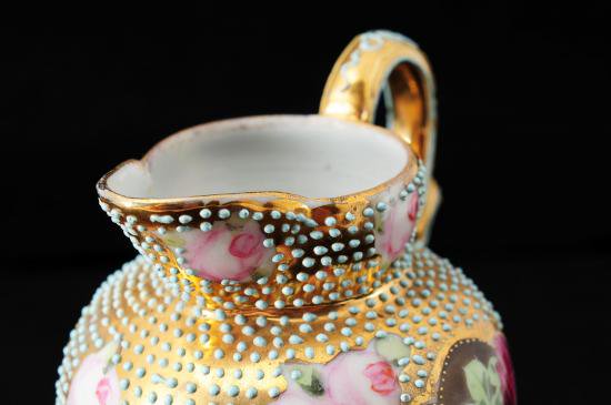 ０２１　オールド ノリタケ 金彩ジュエル花柄　水差し