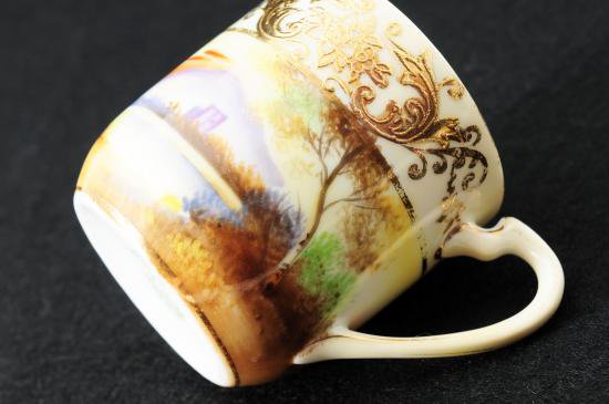 ０２４　オールドノリタケ 金彩・手描き風景図　カップ＆ソーサー