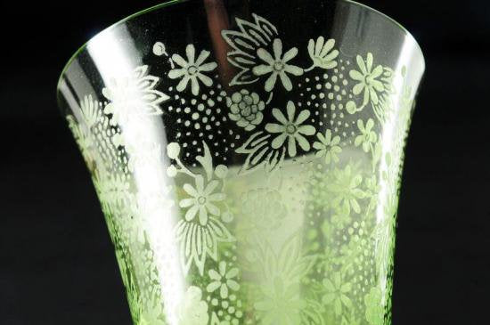 ２０２　オールド バカラ・Baccarat エリザベートグラス グリーン7.3cm