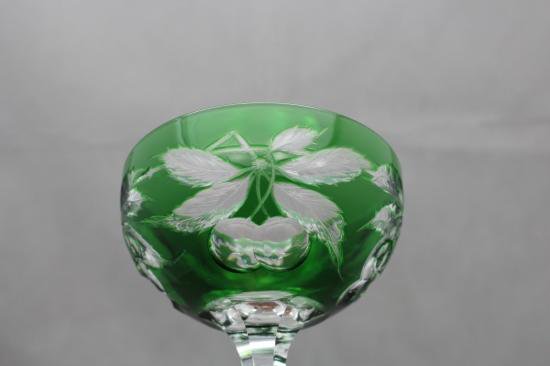 ２２３　バカラ baccarat チェリー柄 ワイングラス グリーン