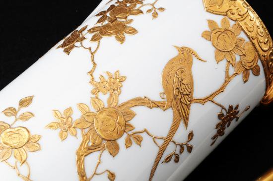 ０３８　オールドノリタケ・金盛上装飾花鳥図紋　コーヒーポット