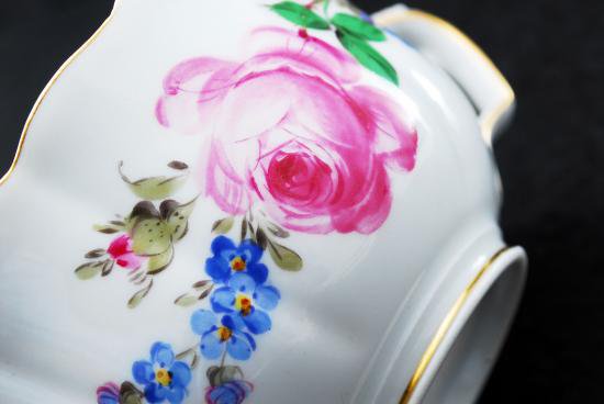 １２９　マイセン meissen ピンクローズと忘れな草 カップ＆ソーサー
