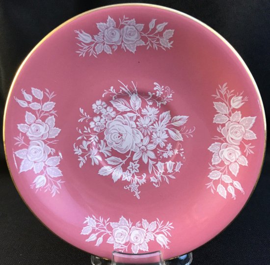 １４３　エインズレイ ピンク＆ホワイト エナメルの薔薇 カップ＆ソーサー