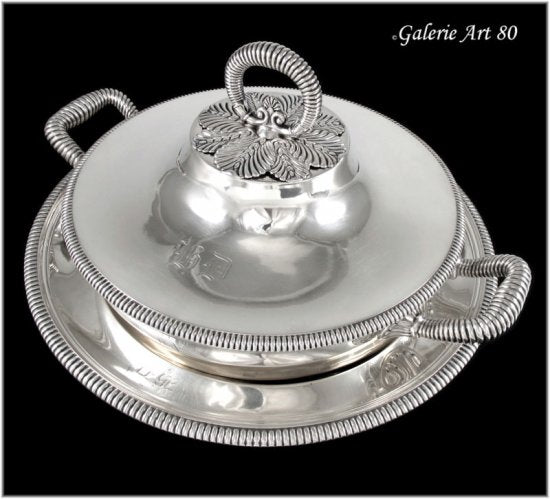 オディオ、フランス製アンティーク純銀スープ／アントルメ用食器　１８４０年頃制作