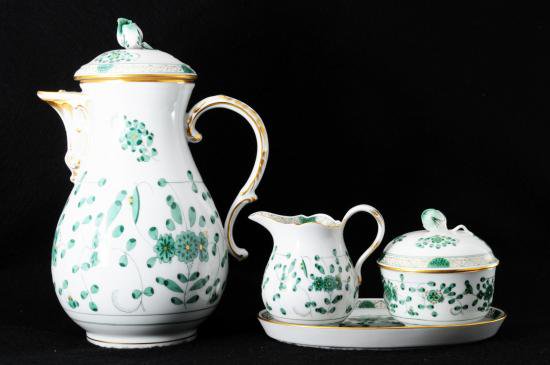 １８３　豪華マイセン インドの華 コーヒーポット&シュガー&クリーマー＆ミニトレー