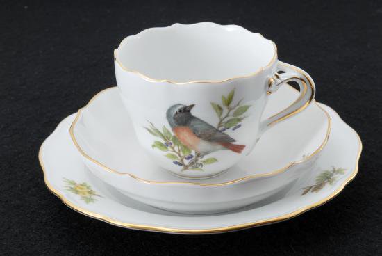 １０４　マイセン meissen 自然主義様式 バード カップトリオ 1級