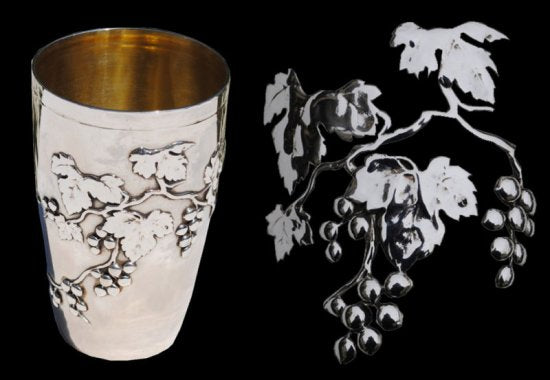 １６６　フランス　アンティーク　純銀製ワインカップ（大）、タンバル、カップ　（アール・ヌーヴォー）