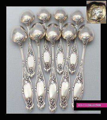 １７９　フランス　アンティークシルバー　純銀製コーヒー/ティースプーン　（９本セット）