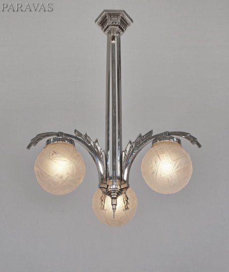 ０２８　ミューラー兄弟　朱雀紋様 【シャンデリア】アンティークランプ