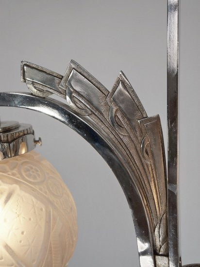 ０２８　ミューラー兄弟　朱雀紋様 【シャンデリア】アンティークランプ