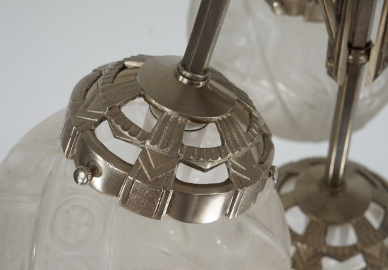 ０２９　ミューラー兄弟　朱雀紋様 【シャンデリア】アンティークランプ　アールデコ・アールヌーボー