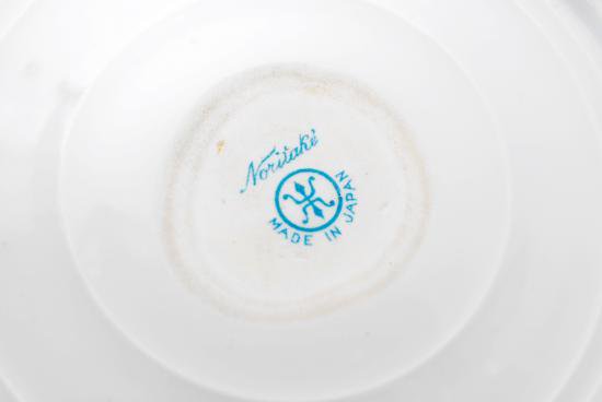 ０４７オールドノリタケ ピンクローズと白&ベージュ&金彩 カップ&ソーサー&プレート