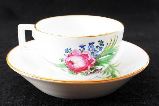 オールドマイセン　カップ アンドソーサー　1774年〜1815年　マルコリーニ期 送料無料】マルコリーニ期に作られたマイセン（Meissen） の