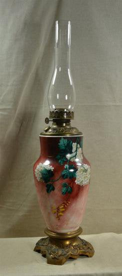 ０１８　希少！アンティークオールドバカラ baccarat 紫陽花文様 オイルランプ