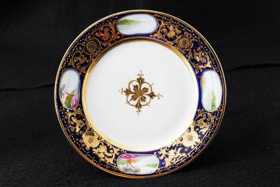 ０５２　オールドノリタケ 金彩 風景図　カップ＆ソーサートリオセット