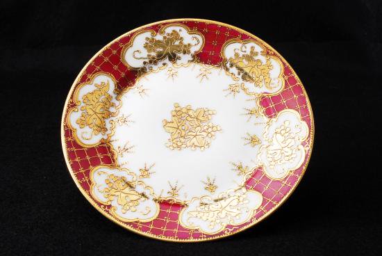 ０５５　オールドノリタケ 金彩&ルビーレッド カップ&ソーサー&プレート