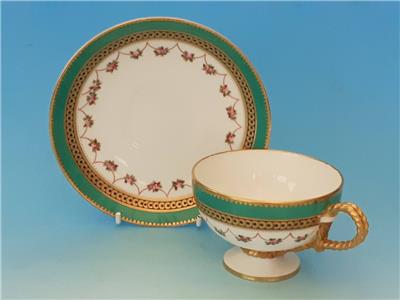 【希少】ブラウン・ウエストヘッド・ムーア　カップ＆ソーサー　金彩ロープハンドルとバラのガーランド