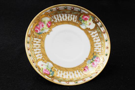 ０５８　オールドノリタケ ピンクローズ＆ジュエル&金彩 キャビネット