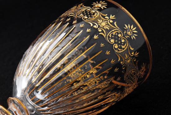 ０２５　オールドバカラ baccarat・金彩切子 ロココ文様グラス