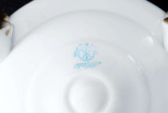 ０６０　オールドノリタケ ピンクローズ 金彩両耳つきコンポート&ベース