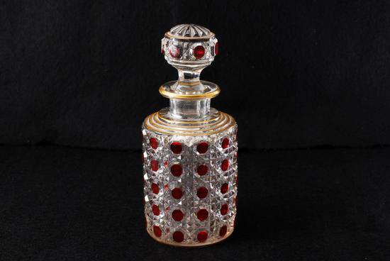２６３　オールド バカラ ダイヤモンドピエール レッド 香水瓶(大) 17cm