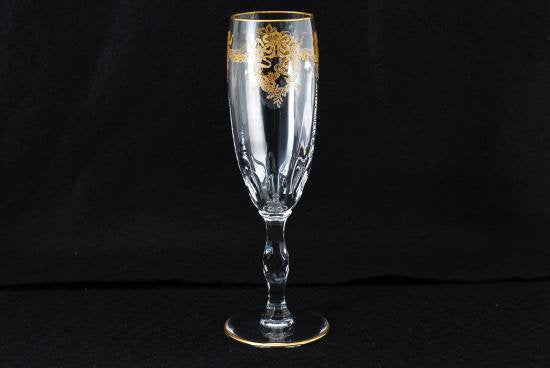 ０３５　オールドバカラ 金彩リース柄 シャンパンフルート