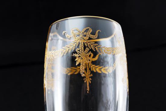 ０３５　オールドバカラ 金彩リース柄 シャンパンフルート