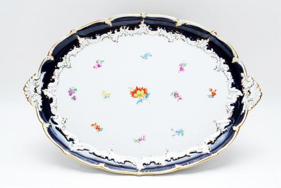 １０９　マイセン Bフォーム １級品 小花柄楕円形プレート