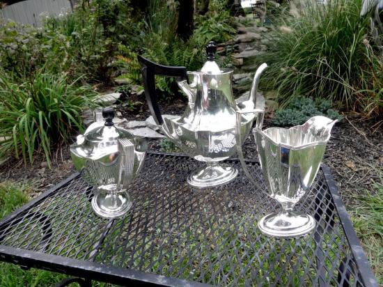 ０３０　シルバーポット アンティーク スターリングシルバー コーヒー＆ティーポット3点セット GORHAM PLYMOUTH