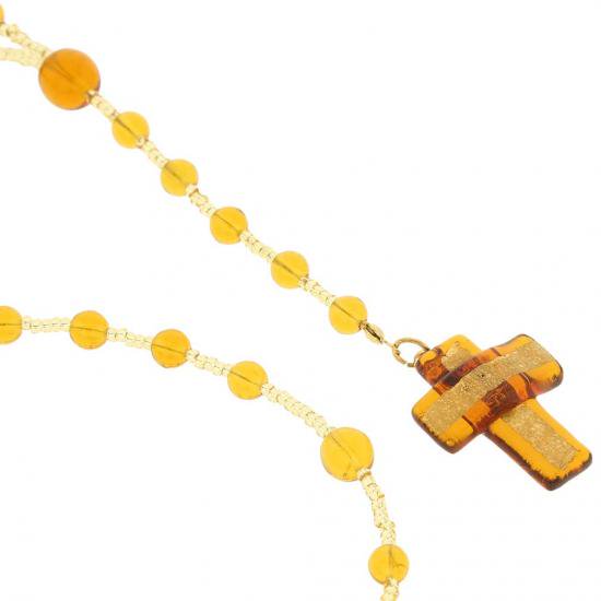 ５０２　イタリア製 ベネチアングラス（ヴェネチア、ムラノガラス）オレンジとゴールドのアクセサリー（ペンダント、ネックレス）