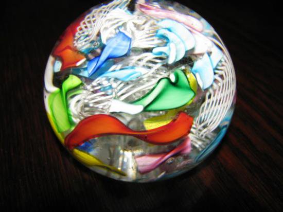 １５３　イタリア製ムラノガラス　スクランブルマルチケーンのペーパーウェイト