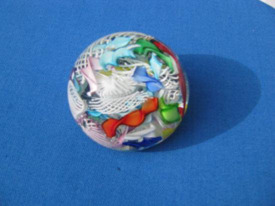 １５３　イタリア製ムラノガラス　スクランブルマルチケーンのペーパーウェイト