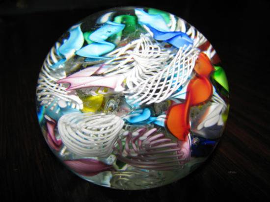 １５３　イタリア製ムラノガラス　スクランブルマルチケーンのペーパーウェイト