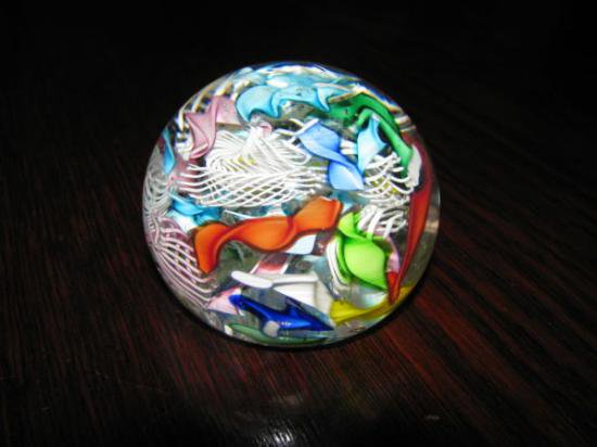 １５３　イタリア製ムラノガラス　スクランブルマルチケーンのペーパーウェイト