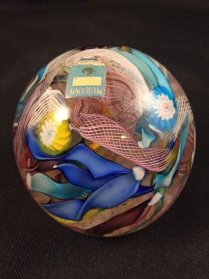 １６７　ベネチアングラス　ムラノガラスのペーパーウェイト　ムラノガラスのシール付き