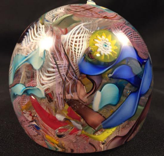 １６７　ベネチアングラス　ムラノガラスのペーパーウェイト　ムラノガラスのシール付き