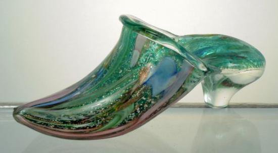 ２４２　ヴィンテージ　ムラノガラス　靴の形のペーパーウェイト
