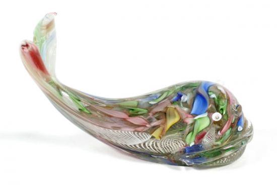 ２４９　イタリア製ムラノガラス　クジラの形のペーパーウェイト