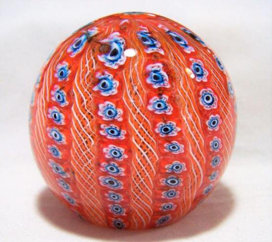 ２６６　ヴィンテージ　ムラノガラスのペーパーウェイト　ミルフィオリ　ラッティチーノ